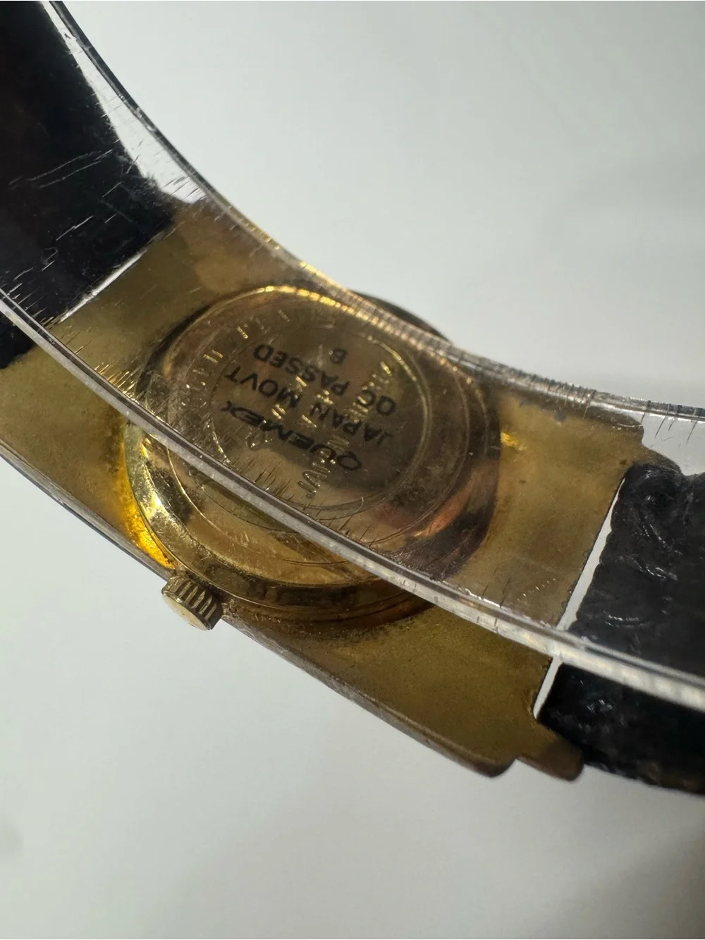 Quemex Black and Gold Rectangular Dress Watch